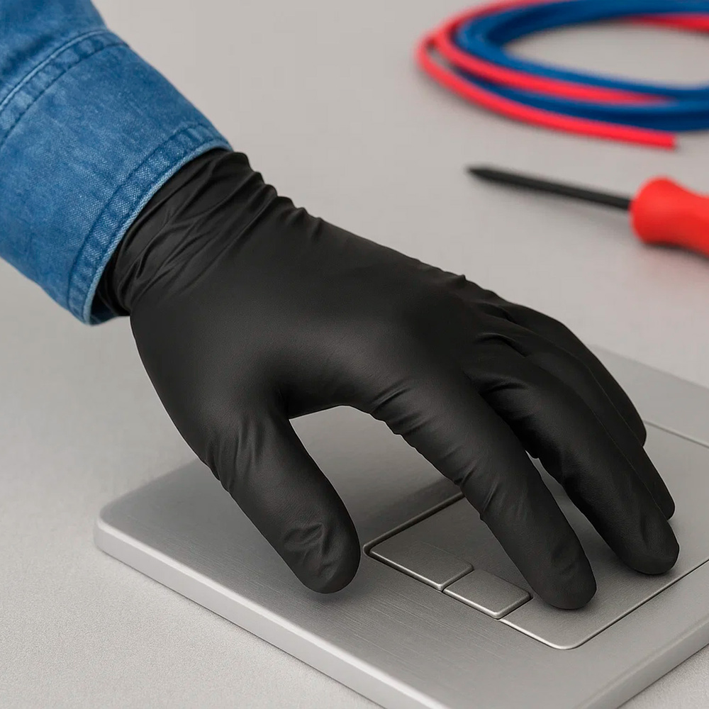 Guante Desechable Nitrilo Negro S 5,5 gms. Gruesos - Guantes de nitrilo 100% (Copolimero de butadieno acrilonitrilo) de alta calidad. suaves